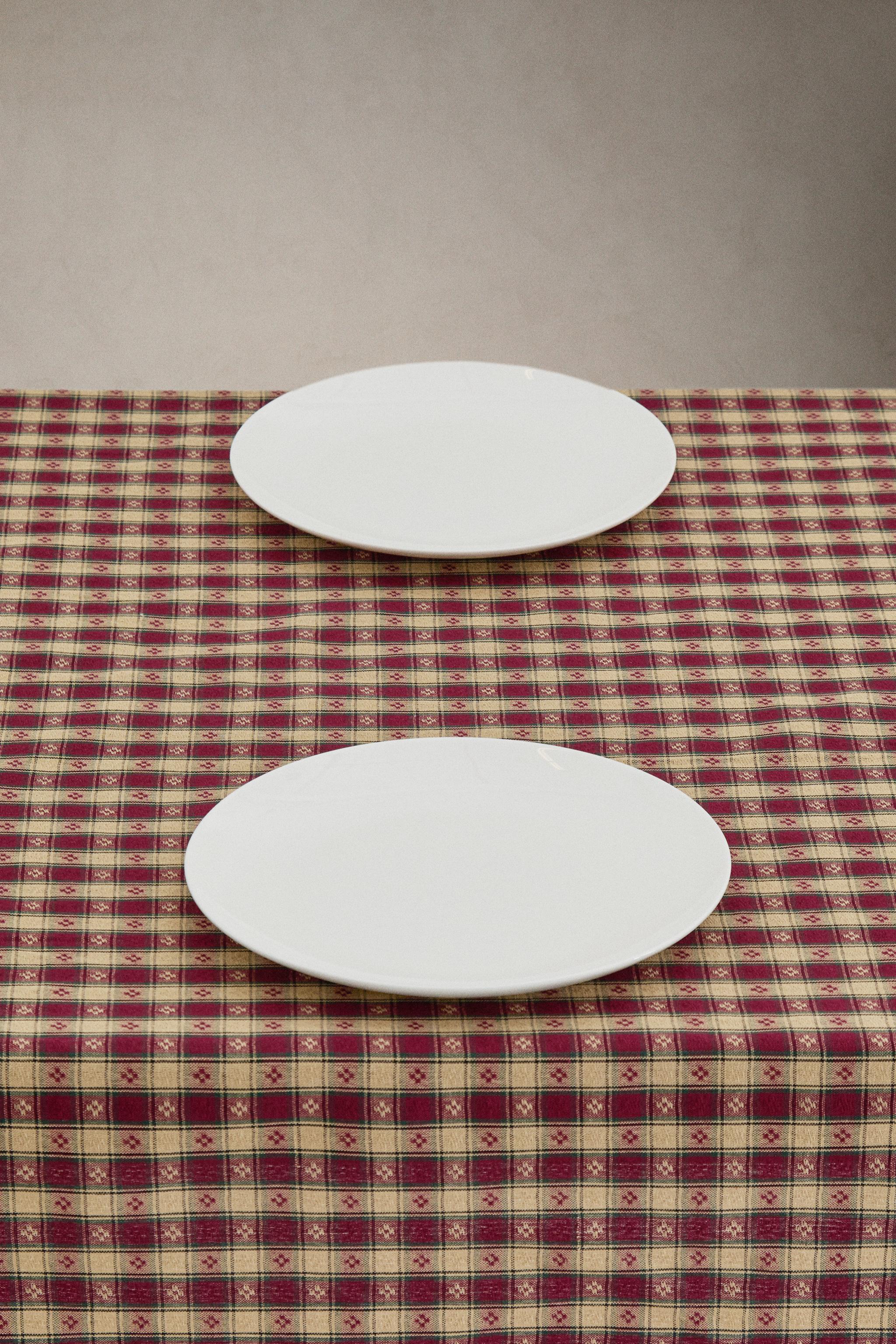 DYED THREAD CHECK CHRISTMAS TABLECLOTH